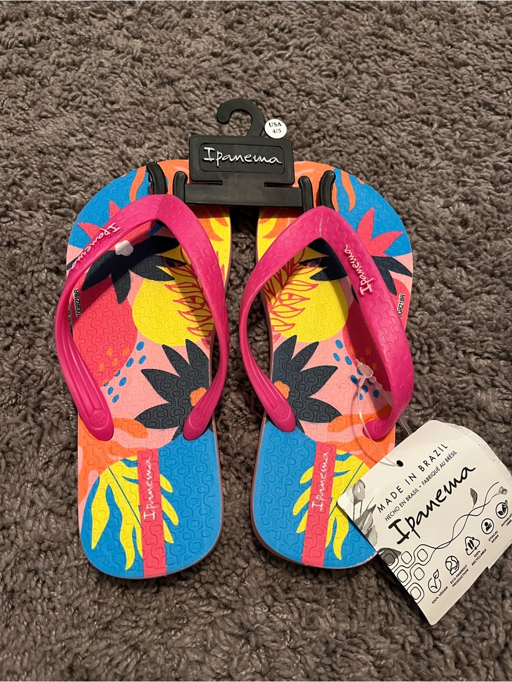 Impamema (Melissa) Girls Tropical Flip Flops - Size 4/5